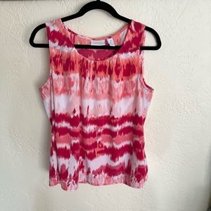 Chico’s size 2 Hot Pink White Cream Sleeveless Top